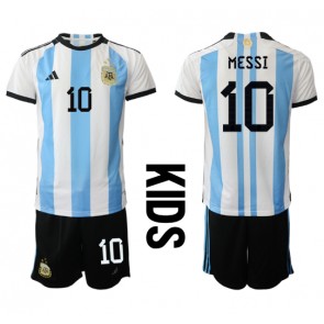 Argentina Lionel Messi #10 Domaci Dres za Dječji SP 2022 Kratak Rukavima (+ kratke hlače)